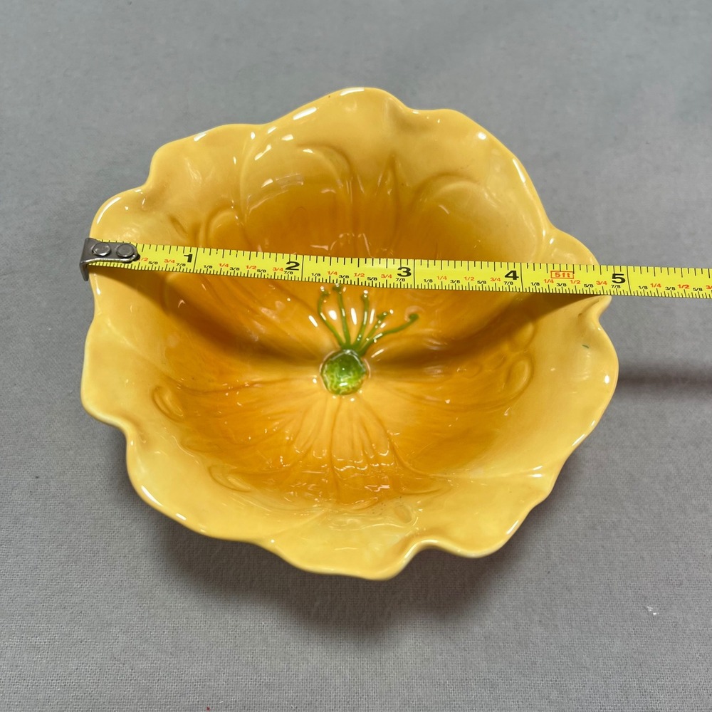 Grasslands Road Petals Bowl Yellow Ceramic Open Flower Spring Dessert Trinket - Picture 4 of 7